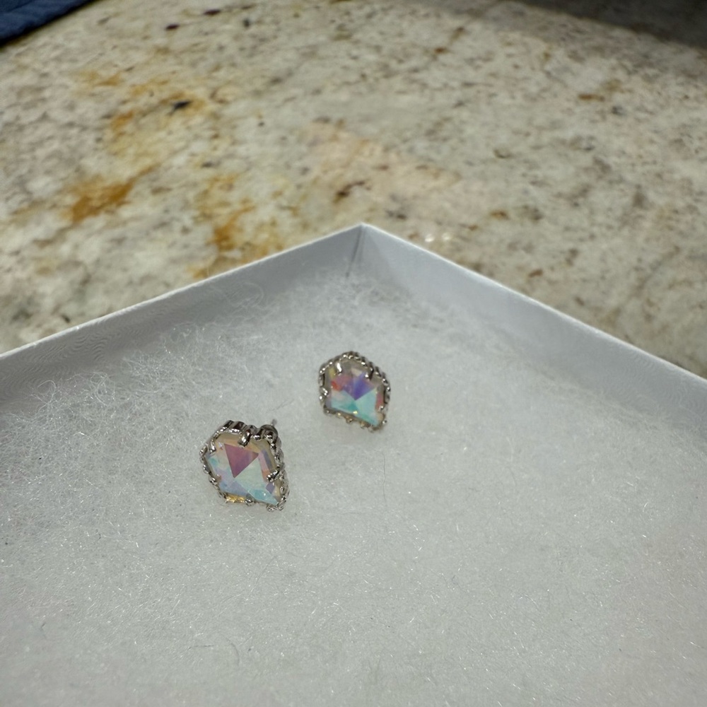 Iridescent Silver Stud Earrings (MOCK Kendra Scott)